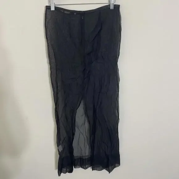 Revolve St. Agni Sheer long Leather Trim Skirt black size XXS NWT $429msrp